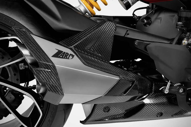 zard exhaust mako racing slip on ducati diavel v4 2023 titanium with carbon covers and heat shield