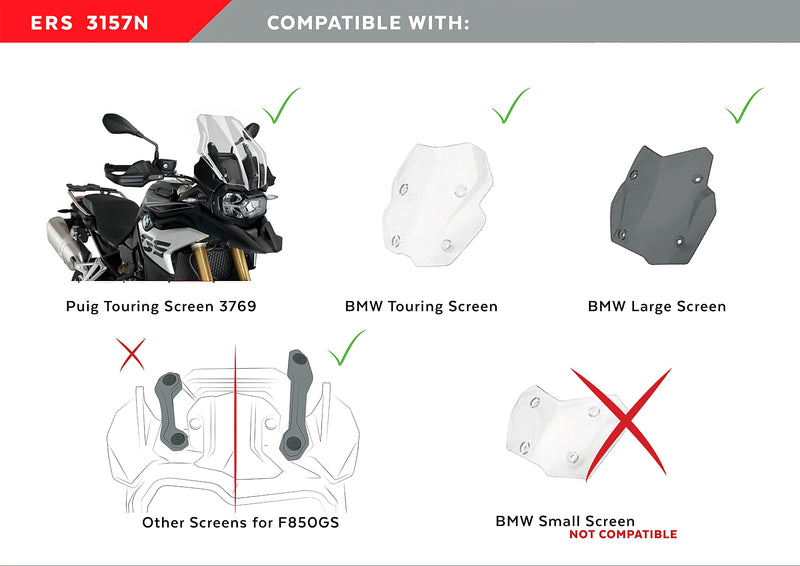 puig e.r.s. electronic adjustable windshield mount bmw f750gs 2018-2024