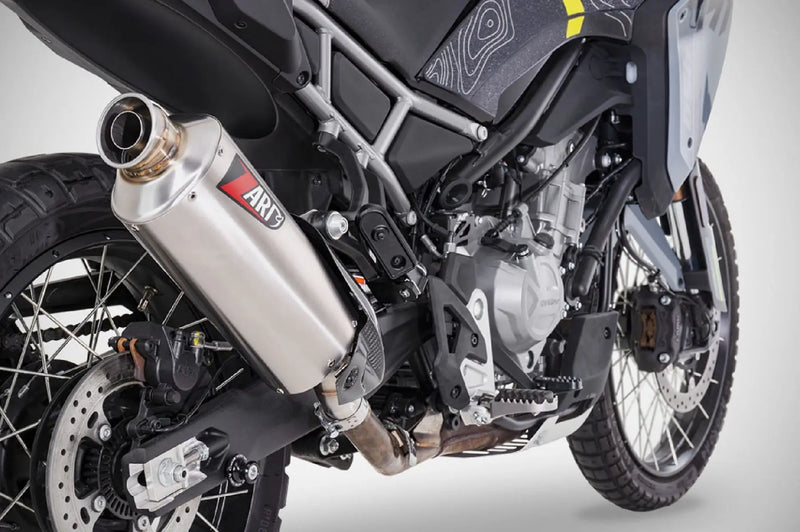zard exhaust racing slip on cfmoto 450 mt 2024 stainless steel with carbon heat shield