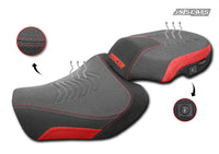 JN Seats Motorcycle Comfort Seat Yamaha Tracer 9 / 9GT 2025- - Black-Red-Black, Heated