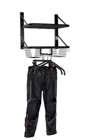 biker tidy double motorcycle helmet jacket pant storage