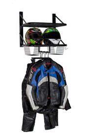 biker tidy double motorcycle helmet jacket pant storage