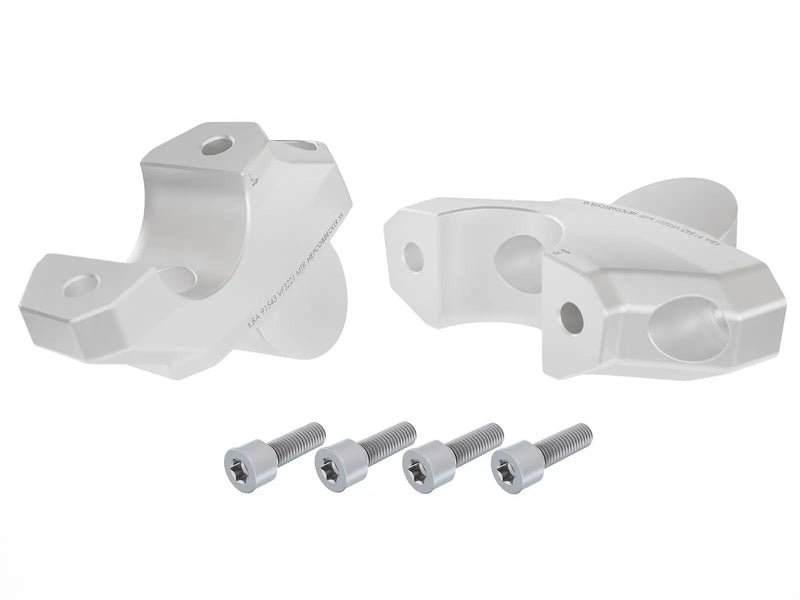 Hepco & Becker Offset Handlebar Risers BMW R1300R 2025- 32mm Up 21mm Back Silver