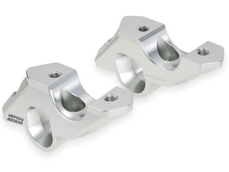 hepco becker offset handlebar risers bmw r1300gs 2023 30mm up 33mm back silver
