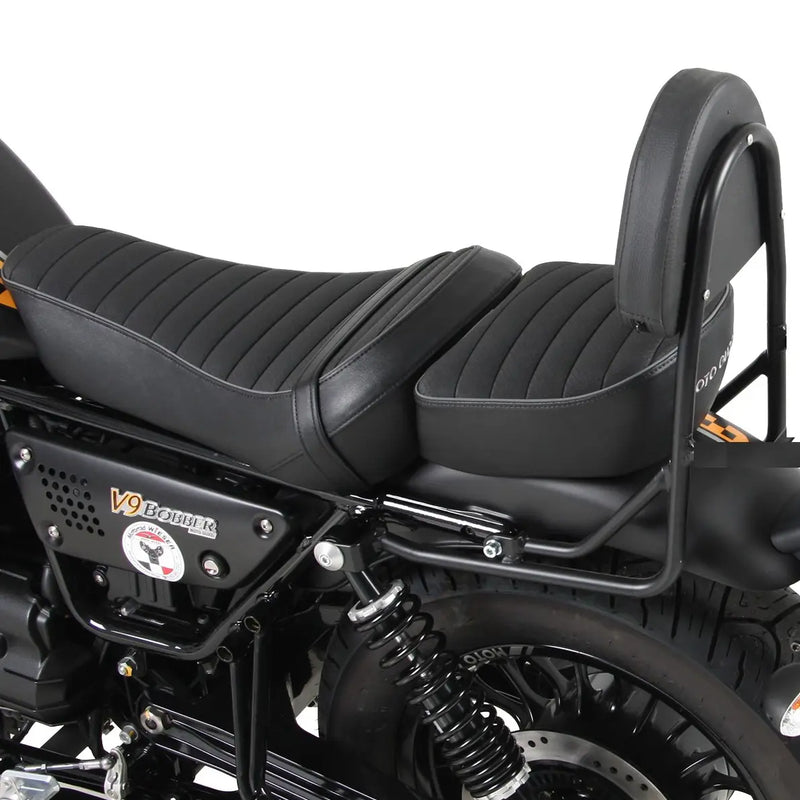 hepco becker sissybar without rear rack moto guzzi v9 roamer for long seat versions