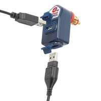 optimate 12v din socket dual usb motorcycle charger for bmw triumph ducati multistrada angled