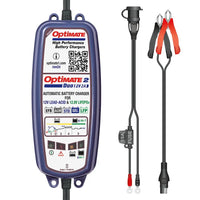 optimate 2 duo motorcycle battery charger gel and lithium batteries