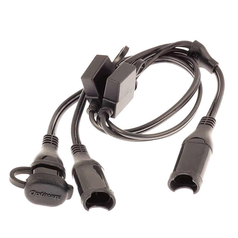 optimate motorcycle battery charger cord fused sae y splitter