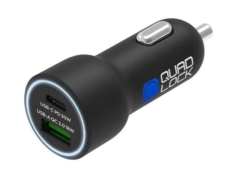 quad lock dual usb car charger 12v