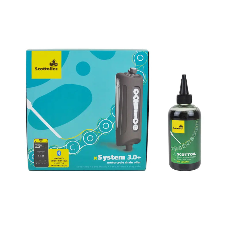 scottoiler xsystem 3 0 plus bluetooth electronic chain oiler with lubricant