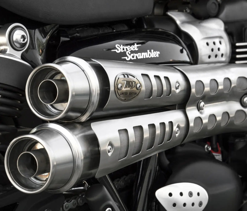 zard exhaust n 2 six days slip ons triumph street scrambler 2017 2019