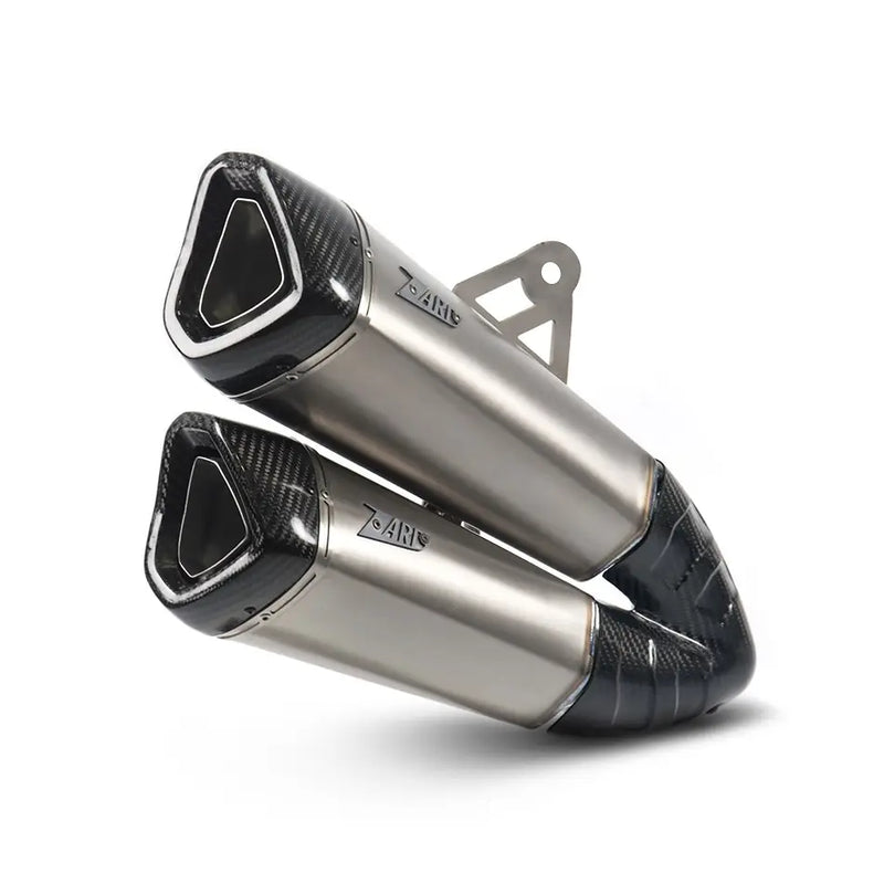 zard exhaust slip ons indian ftr1200 s titanium with carbon caps