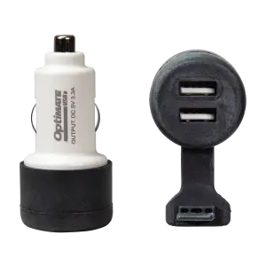 OptiMate Dual USB Fast Charger Cigarette Adapter